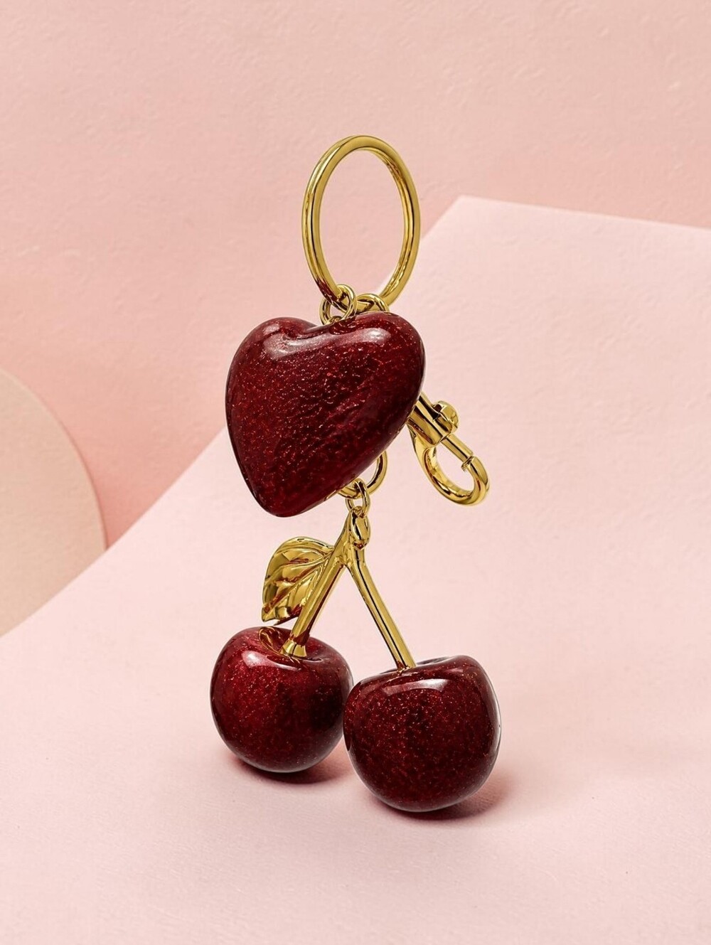 Sasdified Boutique Nwt Gold Cherry Heart Keychain - Red Charm